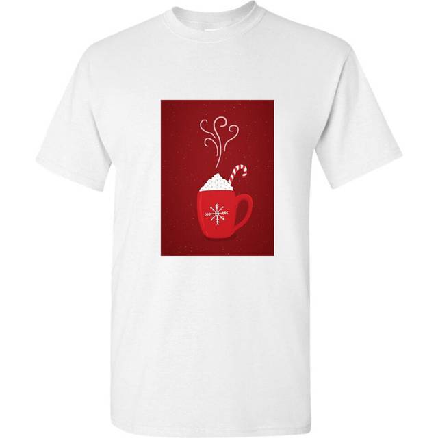 (M) Hot Chocolate Cafe Snowflake Christmas Art White Men T Shirt Tee Top