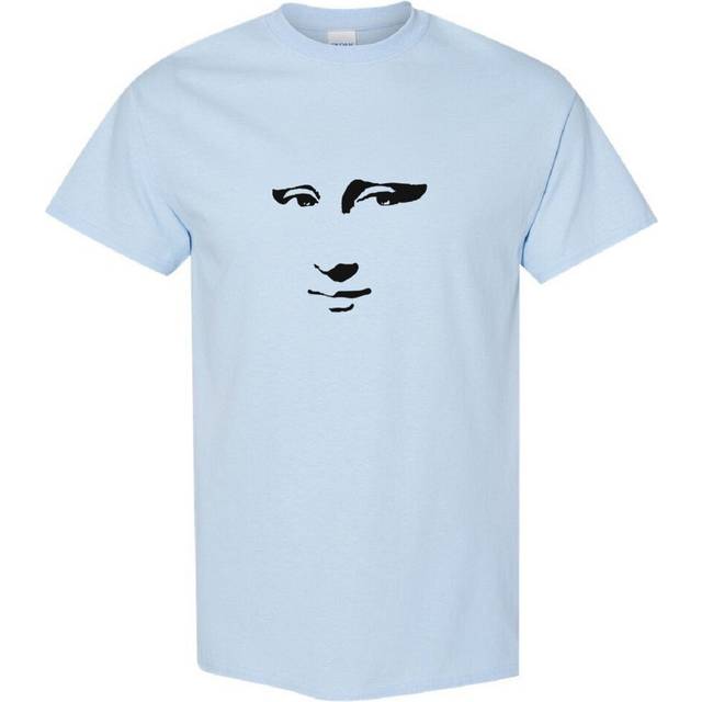 (Light Blue, L) Mona Lisa Smile Face Painting Leonardo da Vinci Men T Shirt Tee Top