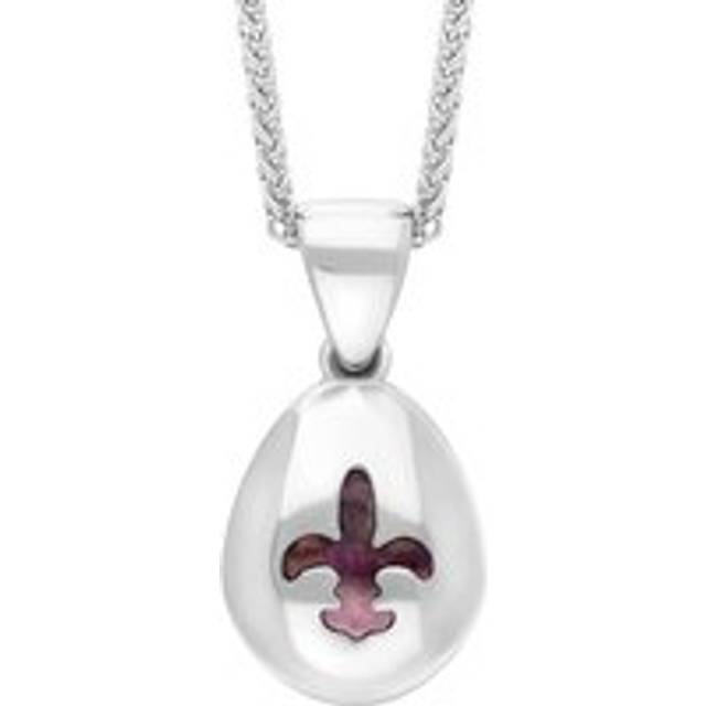 9ct White Gold Blue John Fleur De Lis Pear Shape Necklace