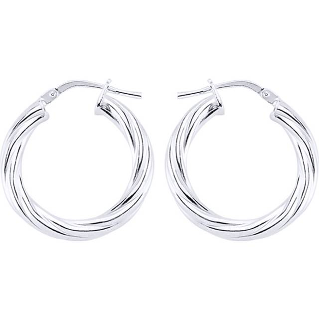 Jewelco London Ladies Sterling Silver Twisted Hoop Earrings 23mm 3mm - ER33