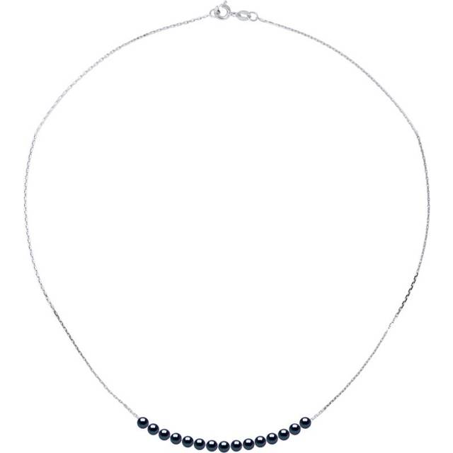 Diadema Womens - Bracelet - 15 Real Freshwater Pearls - Black Tahitian Style - Cable Chain in White Gold - One Size