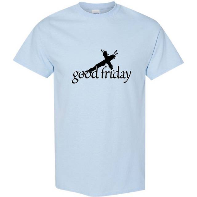 (Light Blue, L) Easter Good Friday Cool Unique Jesus Christian God Cross Men T Shirt Tee Top