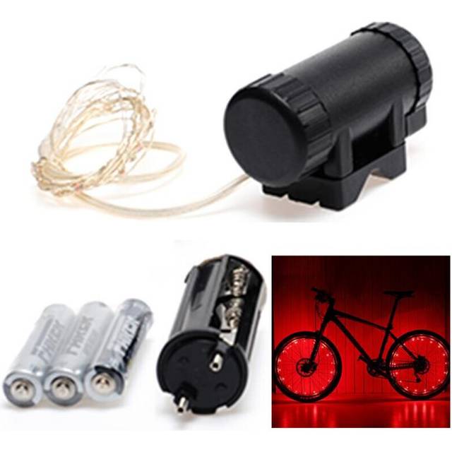 (a-red with battery) 20 LEDs Bicycle Light Wheel Rim Spoke Clip Tube Safety Warning Light Cycling Strip Reflective Reflector Bike Bicycle Accessories