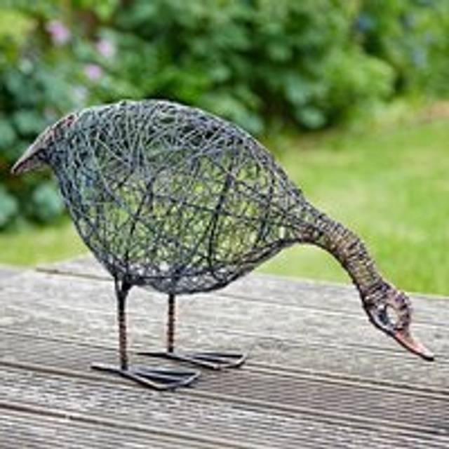 Anka the Drinking Duck Wire Garden Ornament - Brown (71cm H X 29cm W X 19cm D)