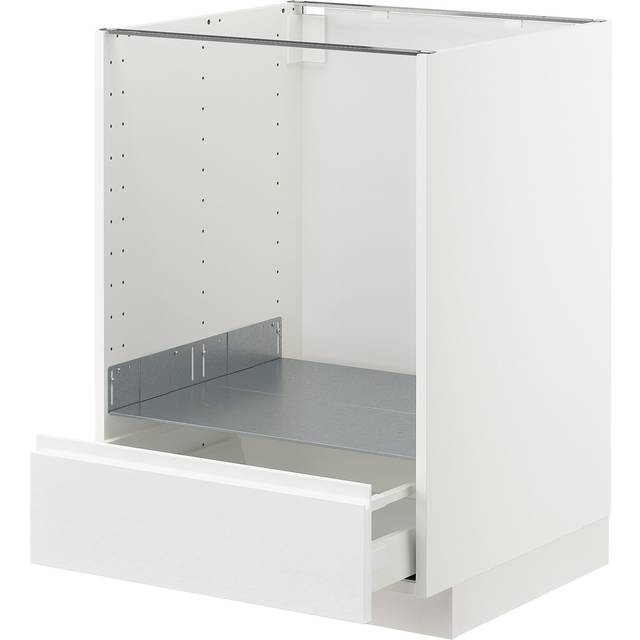 METOD / MAXIMERA bänkskåp för ugn med låda, vit/Voxtorp högglans/vit, 60x60 cm
