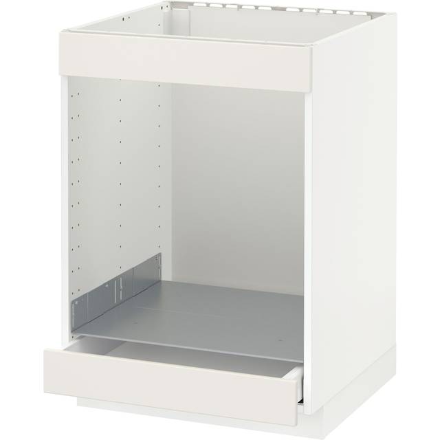 METOD / MAXIMERA bänkskåp för häll+ugn med låda, vit/Veddinge vit, 60x60 cm