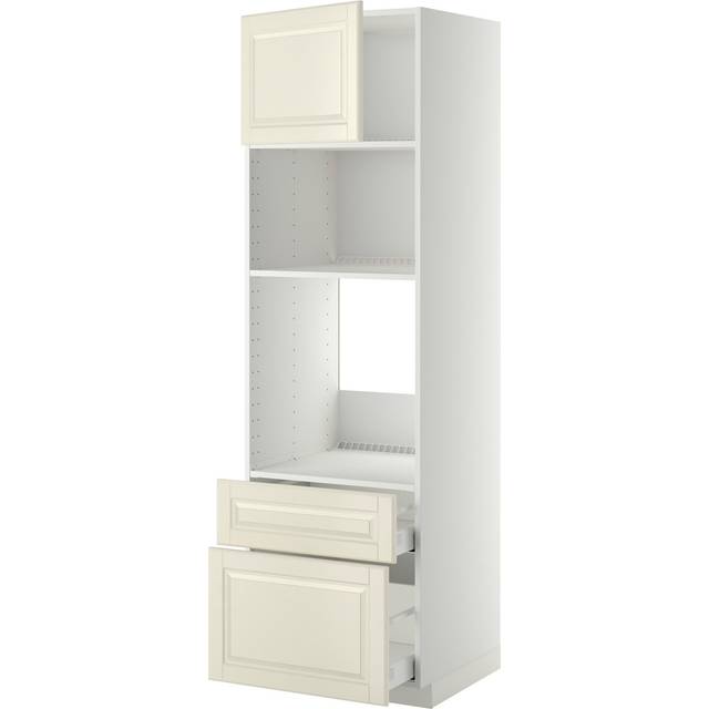 METOD / MAXIMERA högskåp f ugn/mikro m dörr/2 lådor, vit/Bodbyn off-white, 60x60x200 cm