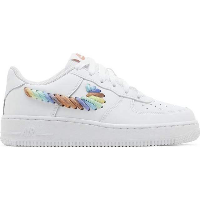 (GS) Nike Air Force 1 Low 'Rainbow Lace Swoosh' FQ4948-100 - White/Multi-Color/Terra Blush - 5.5Y