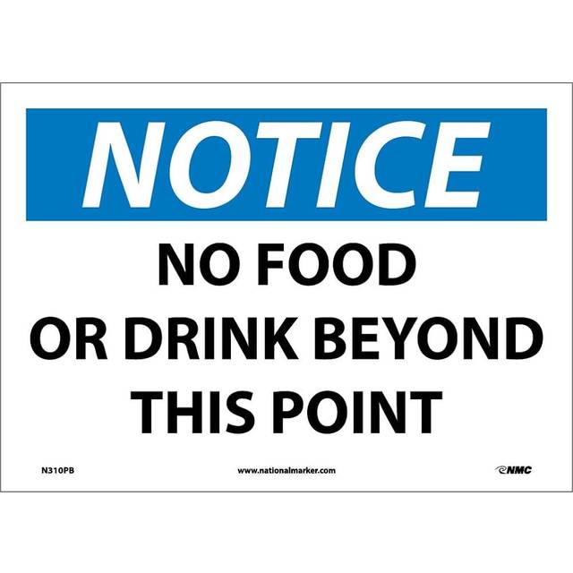 Accuform Manufacturing B974804 NMC N310RB OSHA Sign - Notice No Food or Drink Beyond This Point - 10 x 14 in. - White, Blue & Black