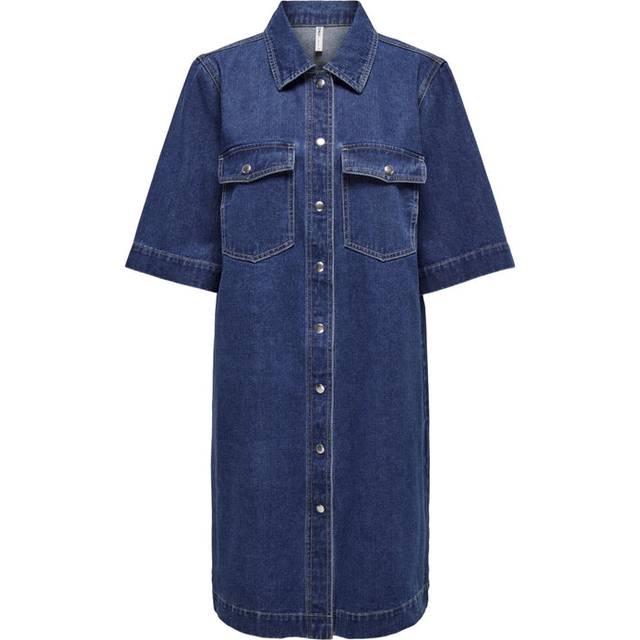 Only Belle Denim Shirt Dress - Dark Blue Denim