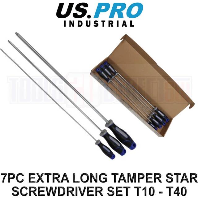 US PRO INDUSTRIAL Tools 7pc Extra Long Tamper Star Torx Screwdriver Set T10 - T40 4616