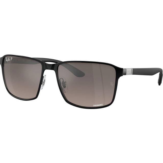 Ray - Ban Unisex RB3721CH 186/5J Solglasögon Metall Svart Grå Fyrkantig Polariserad Spegel