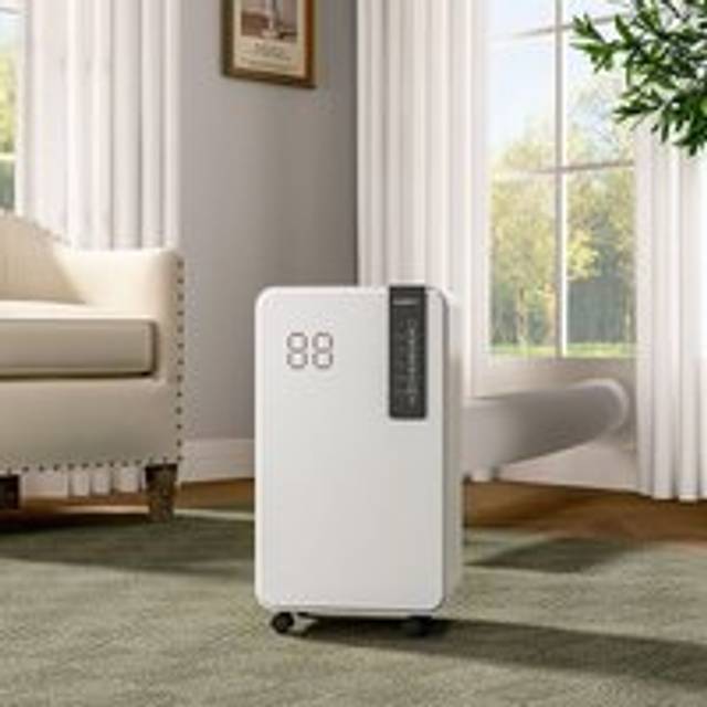 Livingandhome - White 16L Dehumidifier with Wheels and WiFi