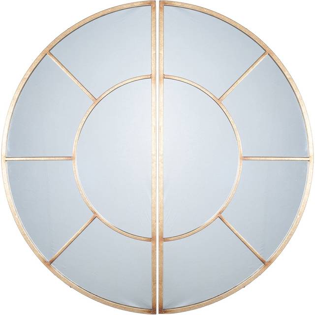 Antique Gold Metal 2 Half Moon Section Wall Mirror for Living Room