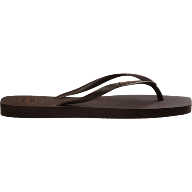 Havaianas Womens Dark Brown Square Logo-embossed Rubber Flip-flops 1/2