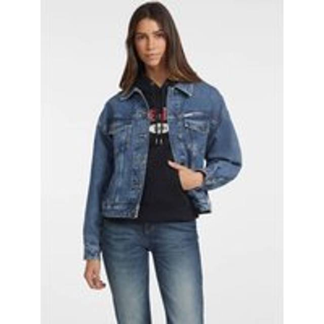 Guess, Jacka, Dam, S, Denim, Blå Denim Truckerjacka med Oversize Passform - blue (S)