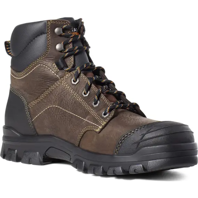 "Ariat Mens Treadfast 6"""" Waterproof Steel Toe Work Boot Dark Brown 10"