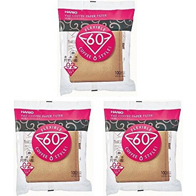 HARIO (Naturligt papper) - V60 storlek 02-3 förpackningar med 100 papper kaffefilter (totalt 300 filter) Importera Japan (naturpapper)