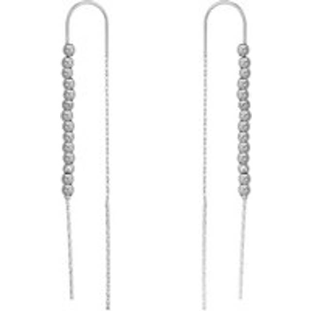 Womens Sterling Silver Dorica Chain Bead Drop Earring - Grey - One Size