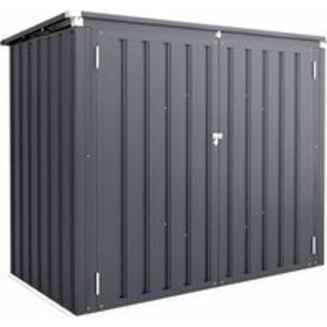 Yodolla - 1.5x0.8m Garden Storage Shed, Bike Shed with Double Door and Opening Lid, Outdoor Storage Box for Bikes,Trash Cans, Garden Tools, Grey