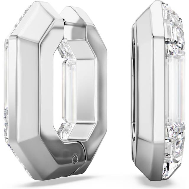 Lucent hoop earrings, Octagon shape, Small, White