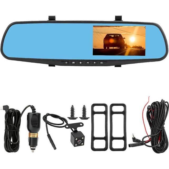 4.3inch Hd Driving Video Recorder Car Dvr Dual Lens Rearview Mirror Camera