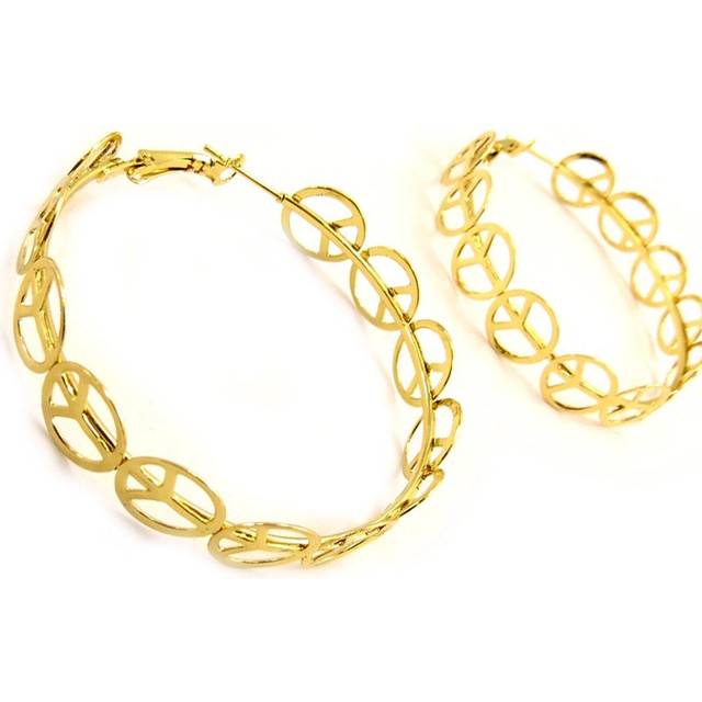Les Trésors De Lily [L4448] - Gold 'Peace' hoop earrings Ø 50 mm gold