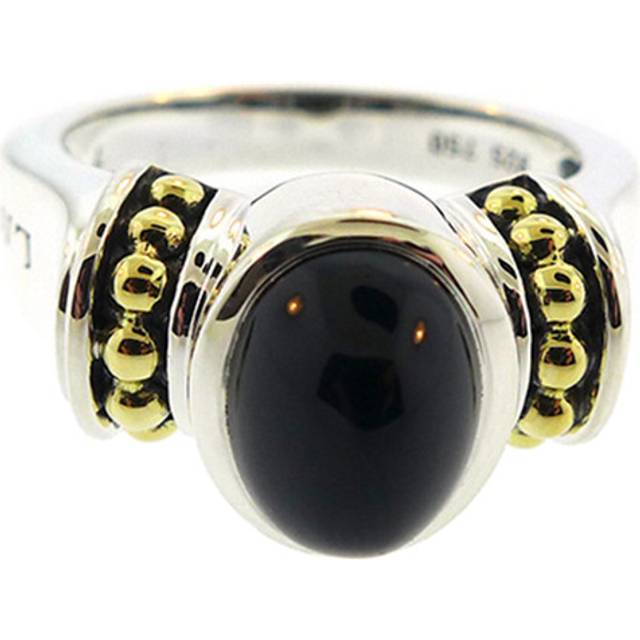 Lagos Treasure Chest 18K & Silver Onyx Cabochon Ring