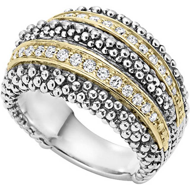 Lagos Caviar & Diamond 18K & Silver 0.50 Cttw. Diamond Ring