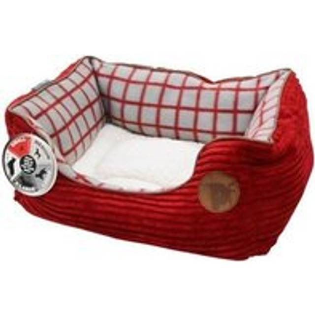 Petface Red Jumbo Cord Window Pane Dog Bed Square - Assorted