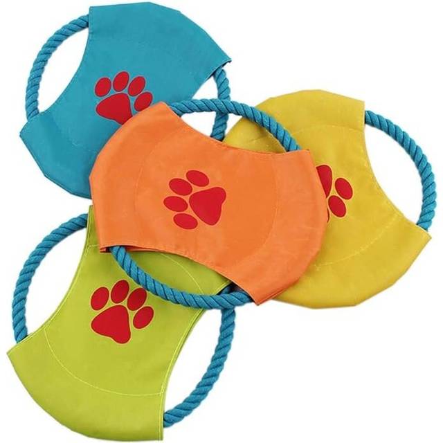 Dog Frisbee Indestructible, Frisbee Toys Floating Cloth Rope Canvas Soft Small Dogs Cats Puppies Frisbee Playing Flying Color Random