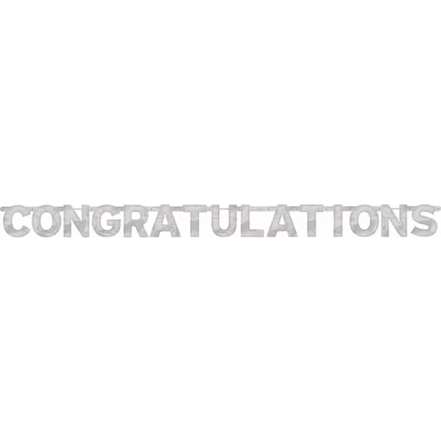 Amscan Party Decorations Congratulations Silver Card Letter Banner 2m