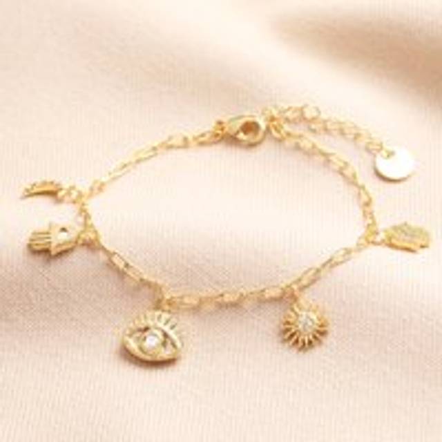 Hamsa Hand Charm Bracelet in Gold - gold - one size