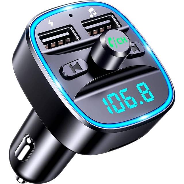 Mohard Bluetooth Biladapter, Bluetooth FM-sändare för Bil MP3 Spelare FM Sändare, Handsfreesamtal, Dubbla USB Portar (5V/2.4A & 1A), LED Skärm, Stöd TF-kort och USB Minne