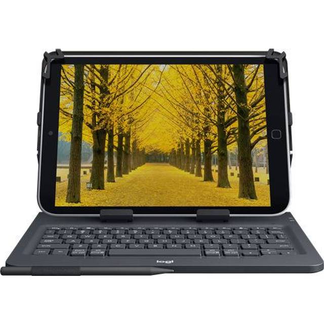 Logitech Universal Folio surfplatta skal med trådlöst tangentbord, Bluetooth, 2 års batteritid, för 25 cm – 10 tums surfplattor, Apple, Android och Windows-OS, franska AZRTY-Layout – svart