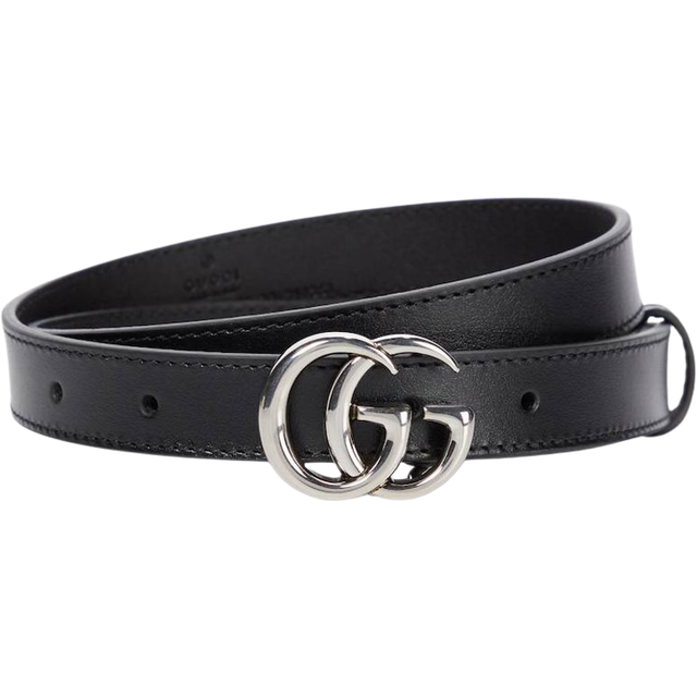 Gucci Men's Belt With Silver-Tone Double G Buckle in Black | Size 90 EU | 406831DJ20N (90 EU)