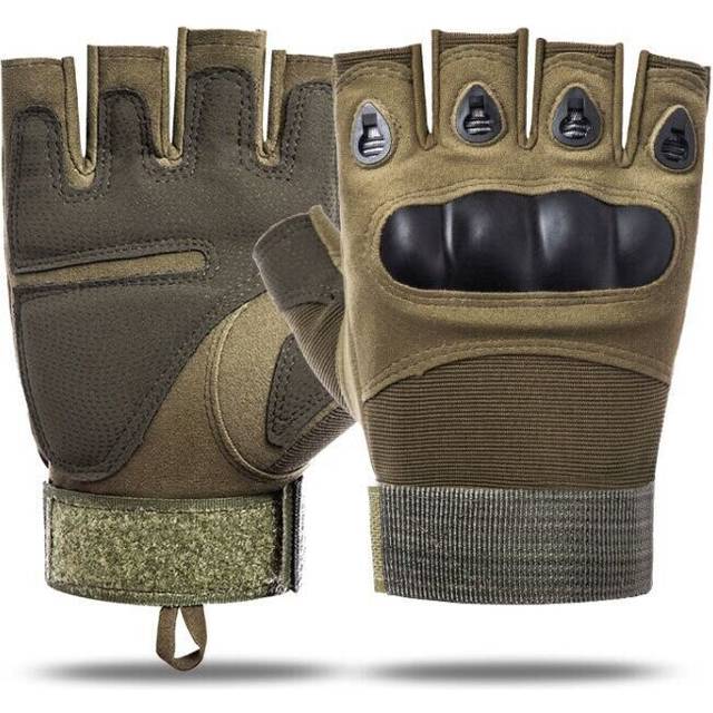 (a-Z903 green M) New Outdoor Tactical Army Fingerless Gloves Hard Knuckle Airsoft Hunting Combat Riding Hiking Military Half Finger Gloves