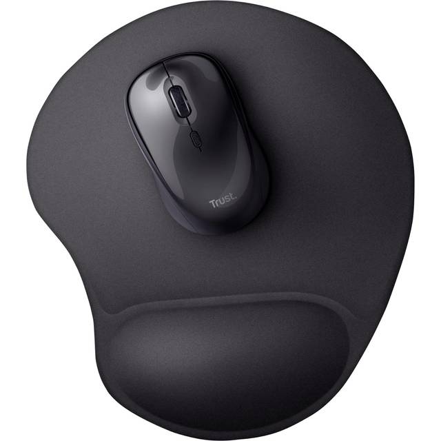 Trust Bigfoot musmatta med handledsstöd, ergonomisk musmatta, förhindrar handledsbelastning, 236 x 205 mm, mikrofiberyta, gelhandledsstöd, halkfri matta för hemmakontor, dator, bärbar dator – blå