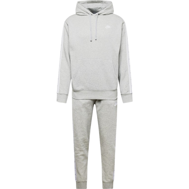 Nike Grafisk träningsoverall för män med huva Club Fleece, Dk Grå Heather/vit, FB7296-063, XS