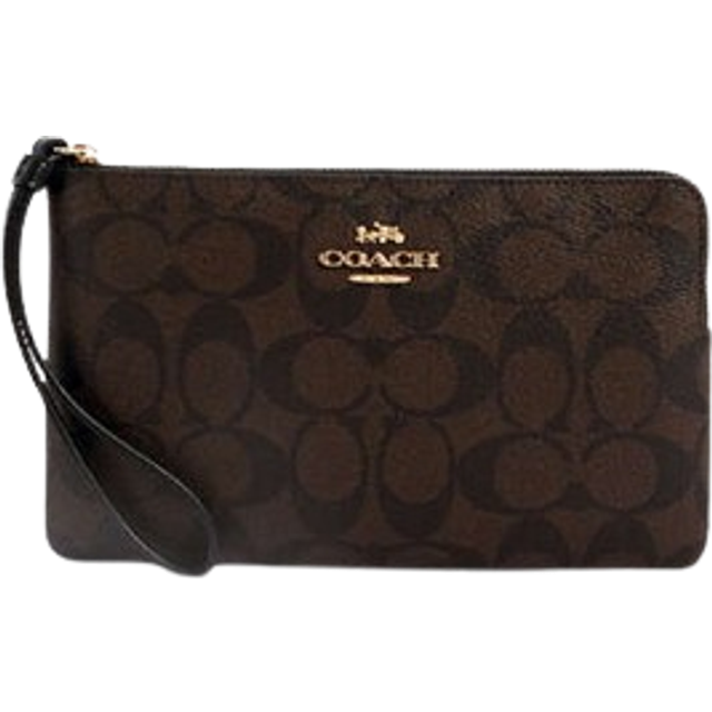 Coach Large Corner Zip Wristlet In Signature Canvas - Gold