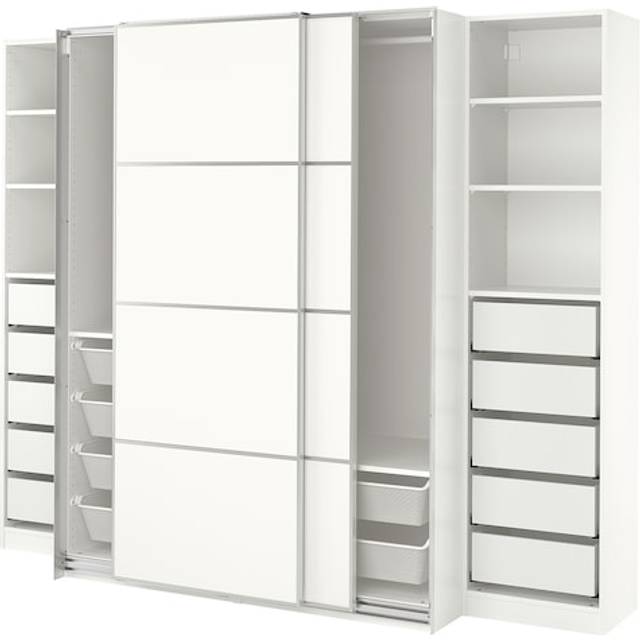 PAX / MEHAMN garderob, vit/dubbelsidig vit, 250x66x201 cm