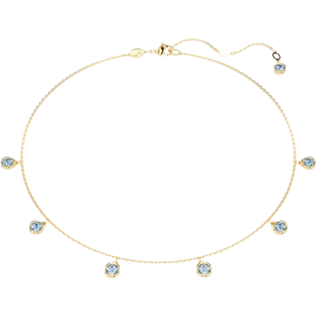 Imber necklace, Round cut, Light blue, Gold-tone plated - Blue