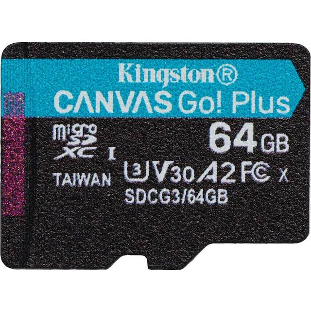 Kingston Canvas Go! Plus - Flash-minneskort - 64 GB - A2 / Video Class V30 / UHS-I U3 / Class10 - mikroSDXC UHS-I