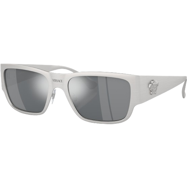 Versace Light Grey Mirror Black Square Mens Sunglasses VE2262 12666G 56 - Silver Tone (Dimension: 7.0000x4.0000x3.0000 inches)