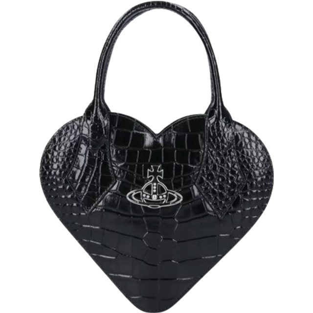 Vivienne Westwood Womens Black Josephine Heart Crocodile-embossed Leather Crossbody Bag - BLACK