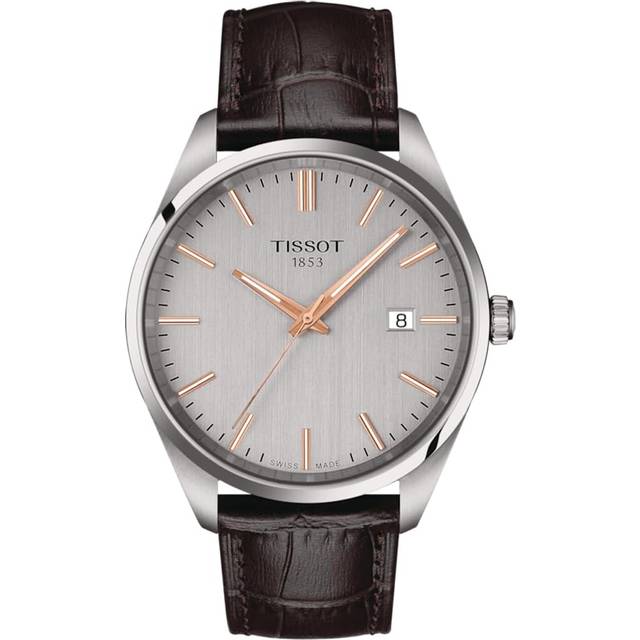 TISSOT PR 100 QTZ 40MM Silver Dial BRN Leather Men's Watch T150.410.16.031.00 / T1504101603100 - 40 mm