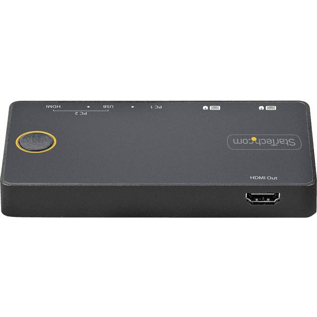StarTech.com SV221HUC4K 2 Port Hybrid USB-A + HDMI & USB-C KVM-Switch - Enkel 4K 60Hz HDMI 2.0-skärm - USB-bussdriven - Thunderbolt 3-kompatibel, svart