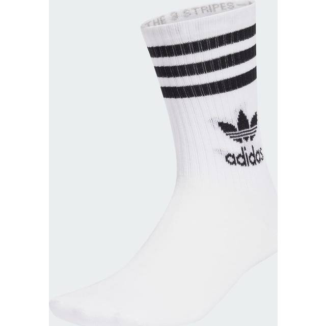 adidas Originals Womens 3-stripes Crew Socks 6 Pairs - White, White, Size 4.5-5.5, Women