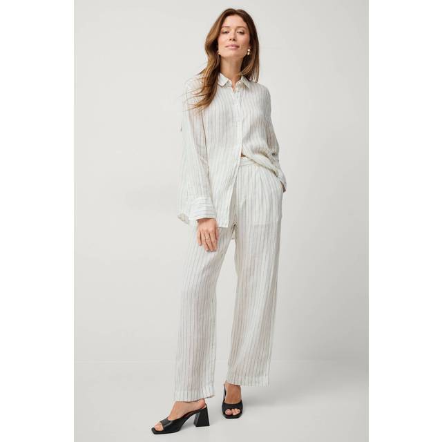 Gina Tricot - Byxor Denise Linen Trousers - Vit