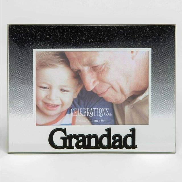 Glitter Glass Mirror Words Photo Frames The Girls, Grandad, Modern Design 5 x 3